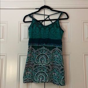 ATHLETA Majestic Tunic Green Purple Floral Tank